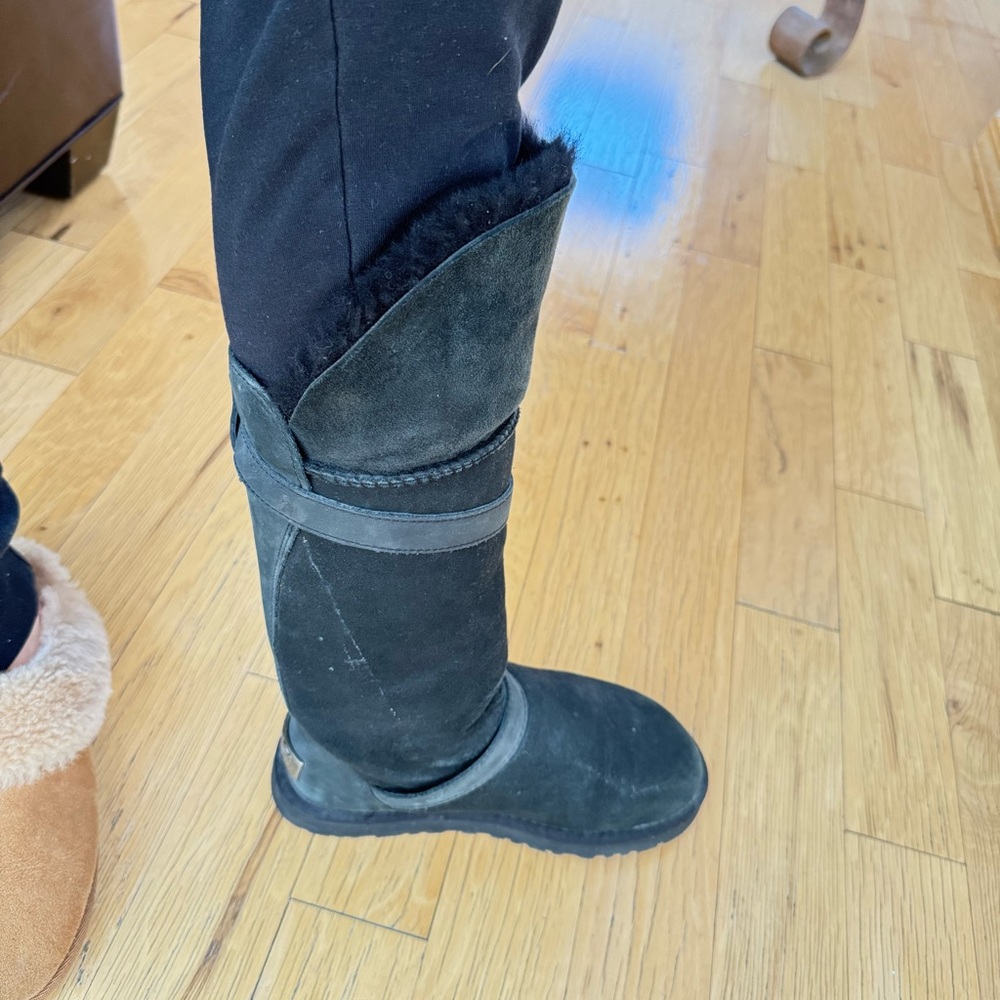 Black Suede Knee-High Boots